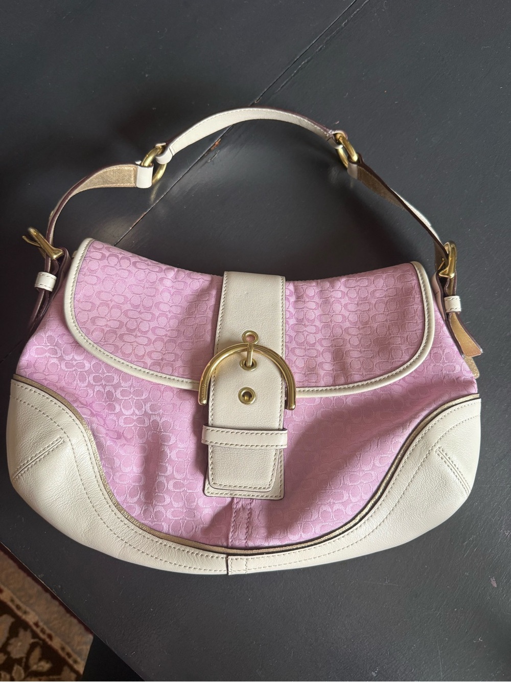 Coach Soho Signature Pink C
Monogram Buckle Shoulder Bag
1456 Y2K